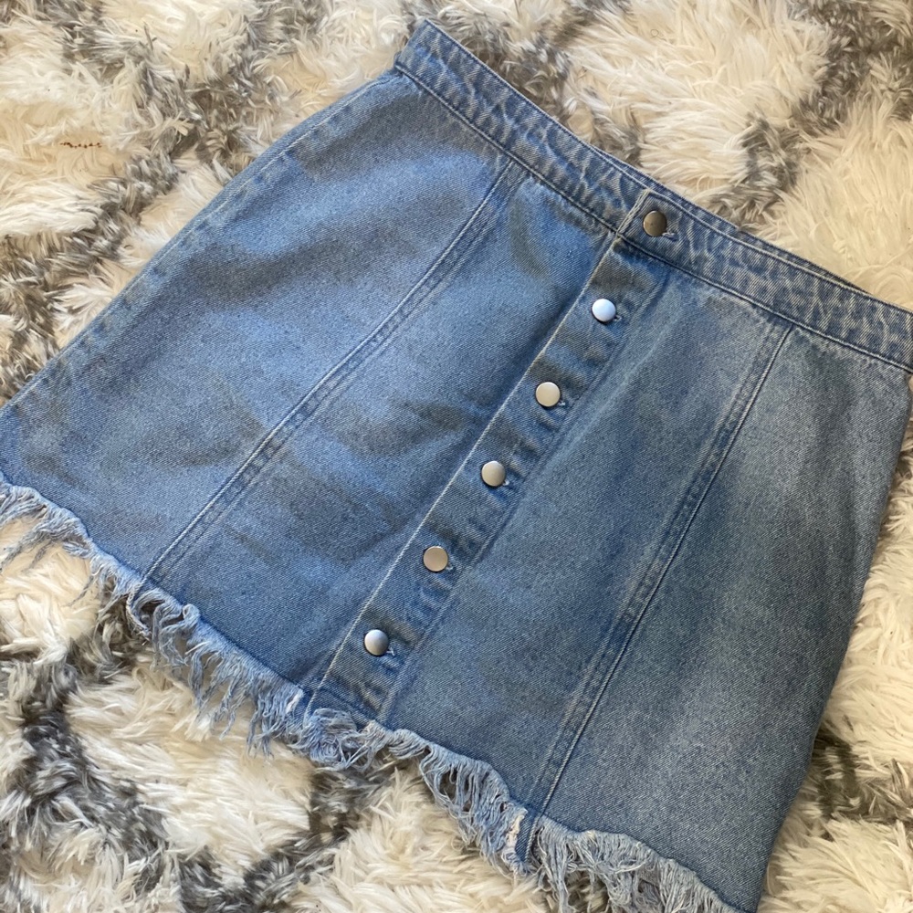 Denim Jean fringe skirt